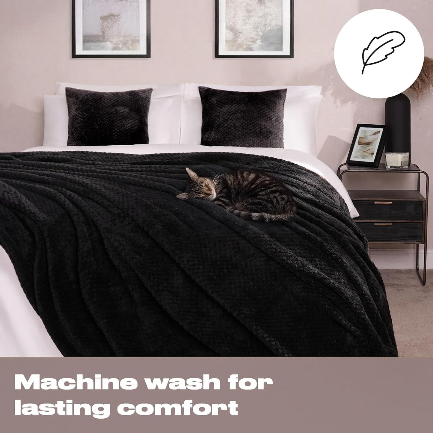 Dreamscene Sofa Throw Blanket, Soft Cosy Warm Honeycomb Waffle Fluffy Fleece Blankets for Bed Single Bed Throws Faux Fur Charcoal Grey Throw for Sofa, 125 x 150cm