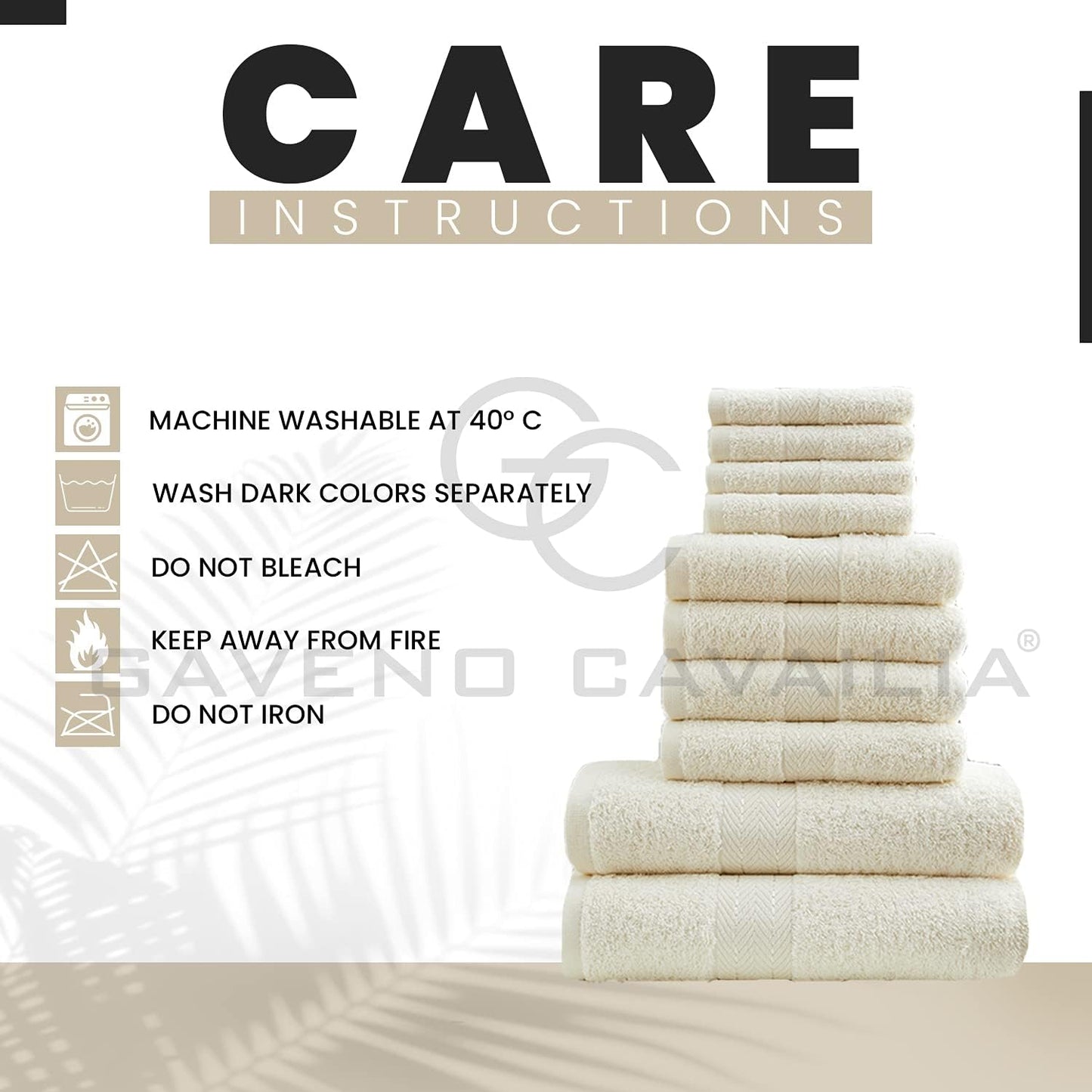 GC GAVENO CAVAILIA 10 Piece Towel Bale Set | Quick Drying Cotton Towel Highly Absorbent 450 GSM Silver Towels Set | Bathroom Towels Bale Set 4x Face 4x Hand 2x Bath Towels