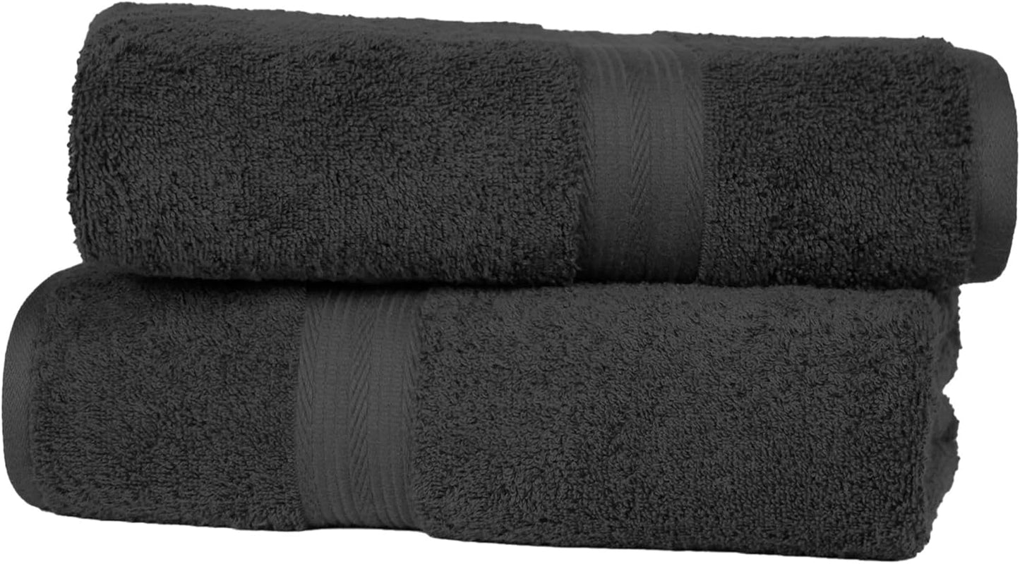 Amazon Basics 2 Bath towel for bathroom, Fade Resistant 100% Cotton Bath Towels, soft absorbent, 2-Pack (70x140 cm), Grey
