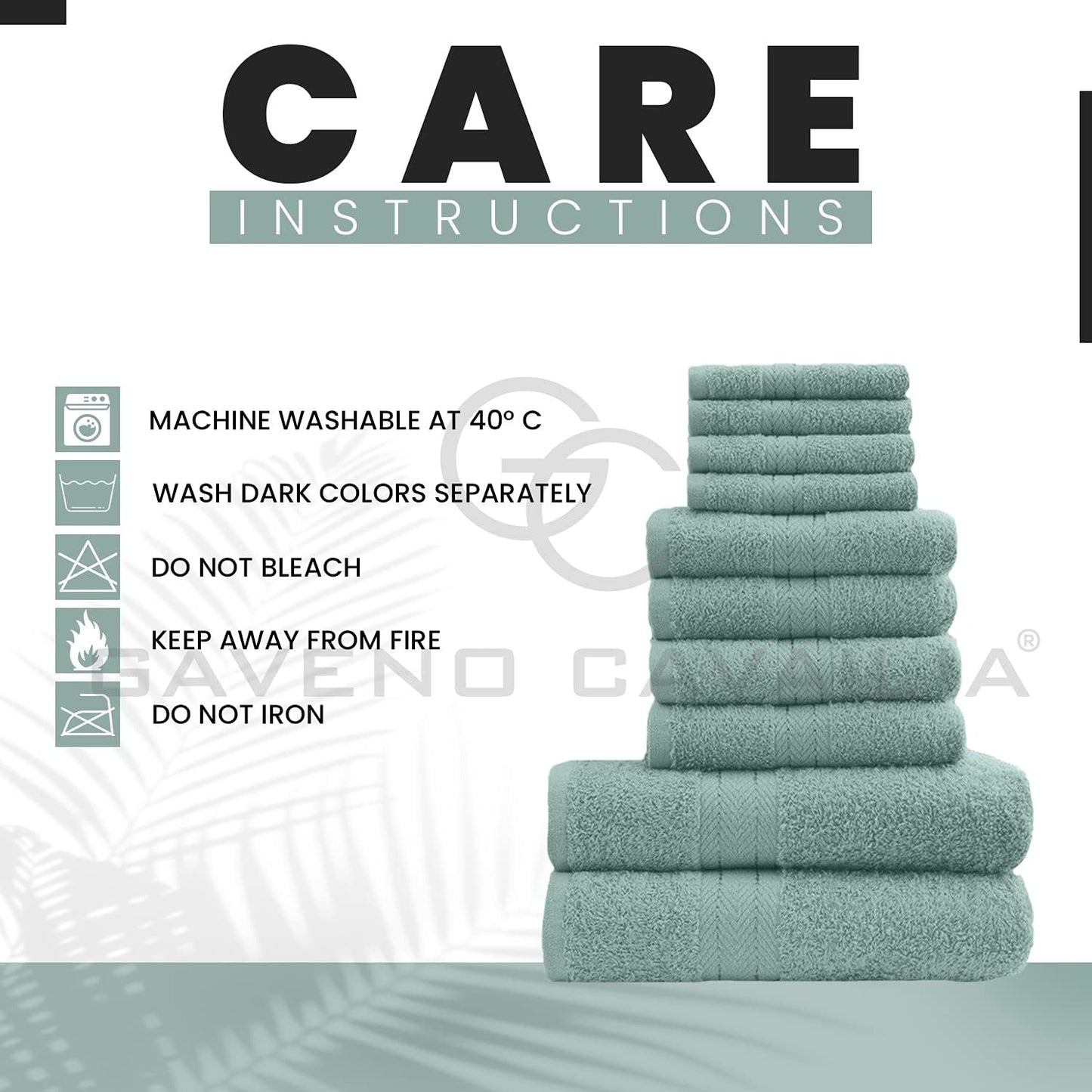 GC GAVENO CAVAILIA 10 Piece Towel Bale Set | Quick Drying Cotton Towel Highly Absorbent 450 GSM Silver Towels Set | Bathroom Towels Bale Set 4x Face 4x Hand 2x Bath Towels