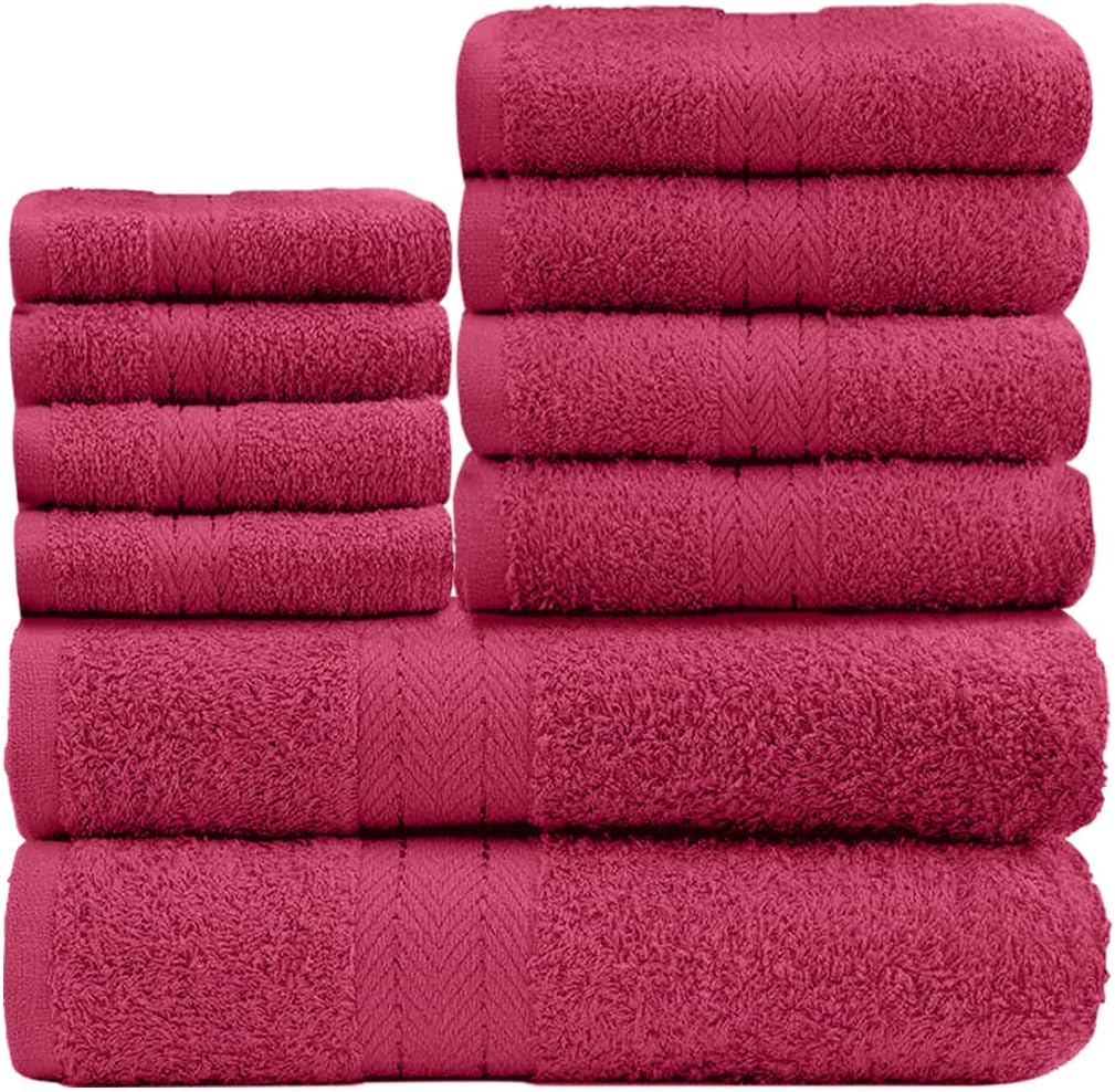 GC GAVENO CAVAILIA 10 Piece Towel Bale Set | Quick Drying Cotton Towel Highly Absorbent 450 GSM Silver Towels Set | Bathroom Towels Bale Set 4x Face 4x Hand 2x Bath Towels