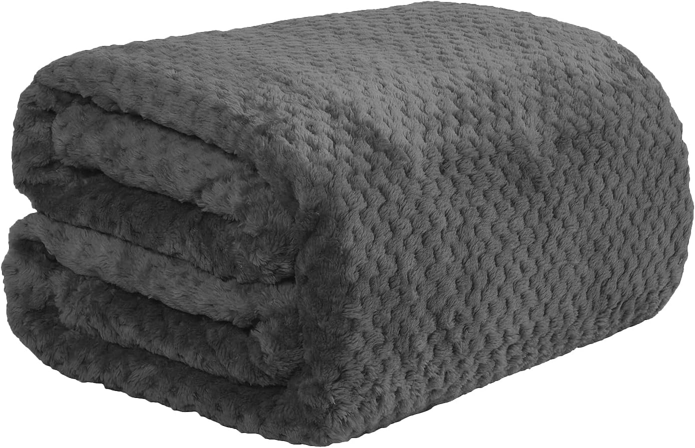 Dreamscene Sofa Throw Blanket, Soft Cosy Warm Honeycomb Waffle Fluffy Fleece Blankets for Bed Single Bed Throws Faux Fur Charcoal Grey Throw for Sofa, 125 x 150cm