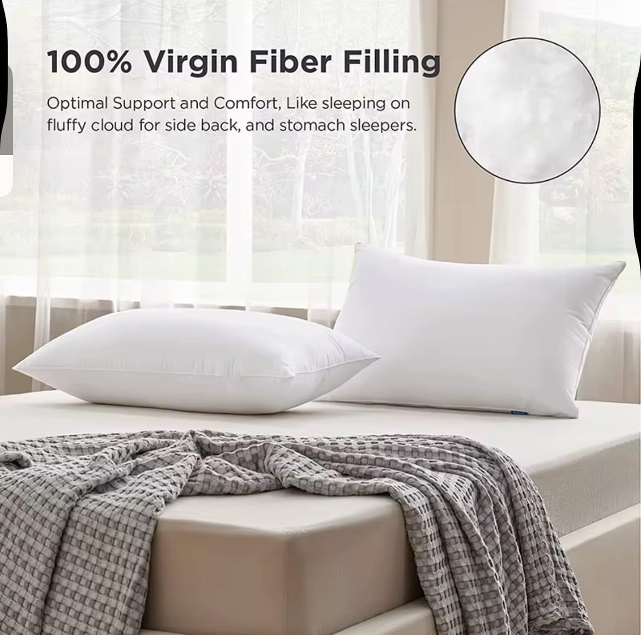 GB TEXTILE NIGHTSLEEP Pack of 2 Pillows, Luxury PLAIN Bounce Back Hollow Fibre Filling Pillow