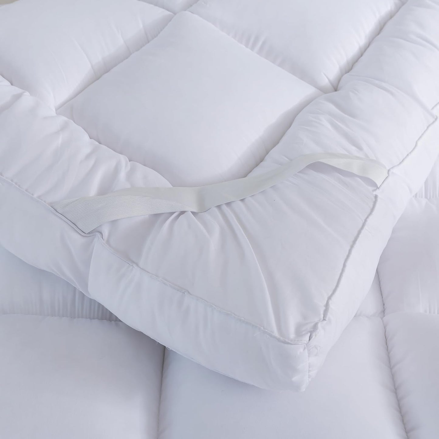 Hotel Quality Box Stitched Microfibre Mattress Topper 5cm Super soft Heavy Fill Orthopaedic Anti Allergy Quilted Mattress Topper (Double,137Cm X190cm)