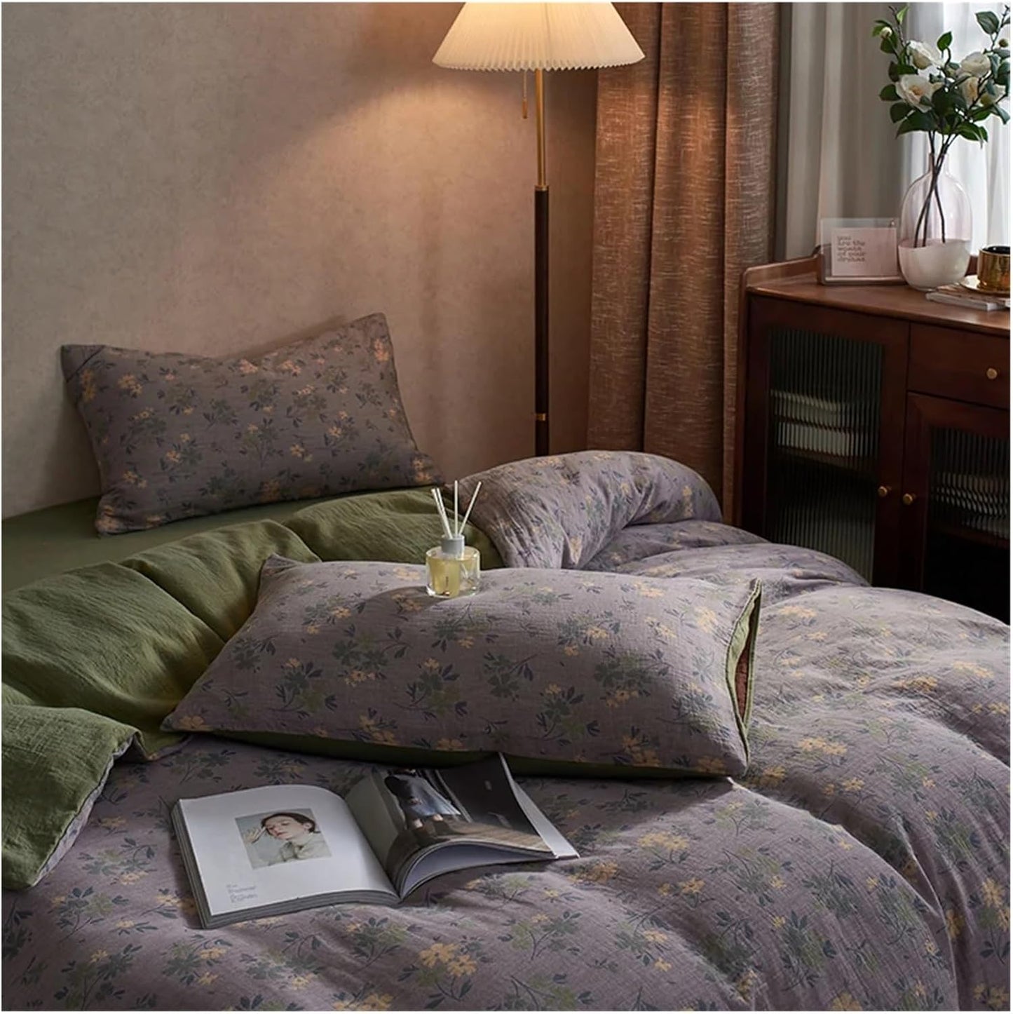 Olive Bloom Cotton Gauze Bedding Set(4 PCS)
