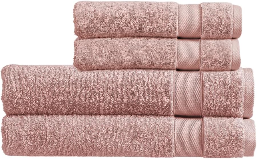 Christy Refresh Bathroom Towel Set | Set of 4 | 2 Bath 2 Hand | Quick Dry | Gentle Pastel Tones | Soft Absorbent Shower Towels | 100% Cotton 550GSM | Driftwood Brown