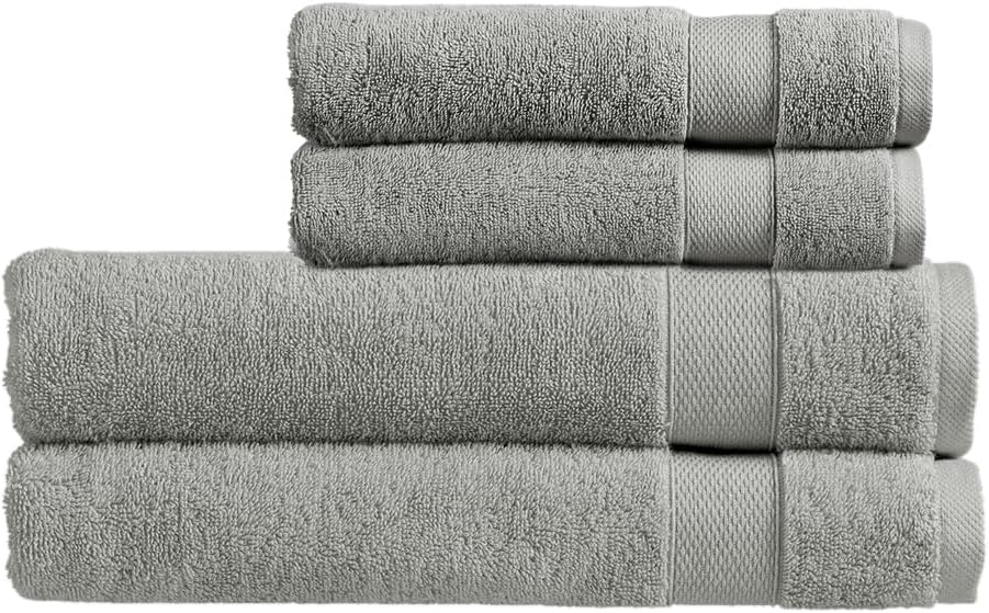 Christy Refresh Bathroom Towel Set | Set of 4 | 2 Bath 2 Hand | Quick Dry | Gentle Pastel Tones | Soft Absorbent Shower Towels | 100% Cotton 550GSM | Driftwood Brown