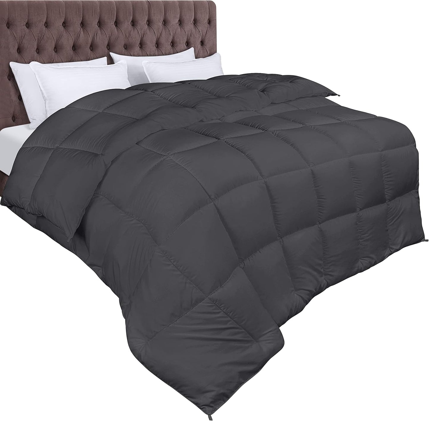 Utopia Bedding Duvet Double,10.5 Tog coverless Duvet with Corner Tabs, Box Stitched Quilt (Double, Grey)