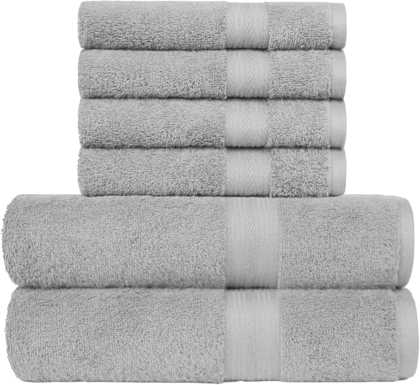 Amazon Basics 2 Bath towel for bathroom, Fade Resistant 100% Cotton Bath Towels, soft absorbent, 2-Pack (70x140 cm), Grey