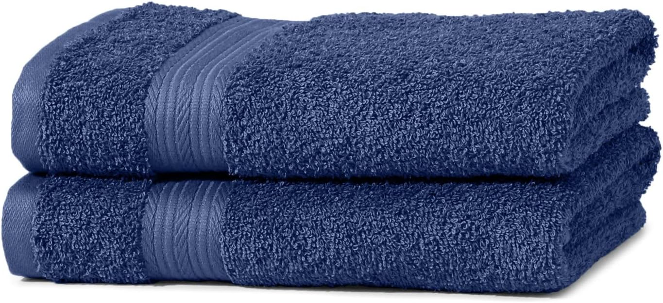 Amazon Basics 2 Bath towel for bathroom, Fade Resistant 100% Cotton Bath Towels, soft absorbent, 2-Pack (70x140 cm), Grey