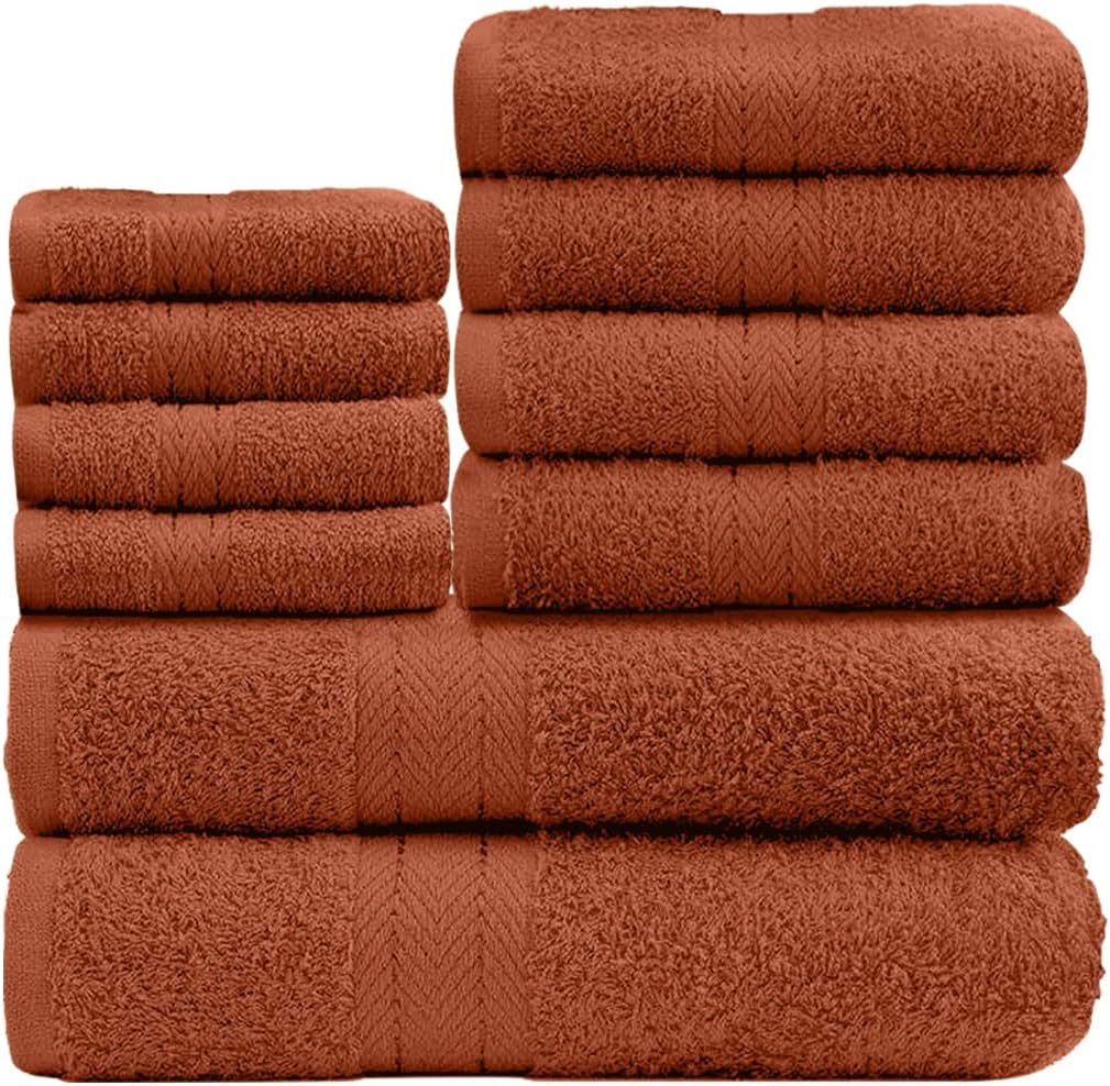 GC GAVENO CAVAILIA 10 Piece Towel Bale Set | Quick Drying Cotton Towel Highly Absorbent 450 GSM Silver Towels Set | Bathroom Towels Bale Set 4x Face 4x Hand 2x Bath Towels