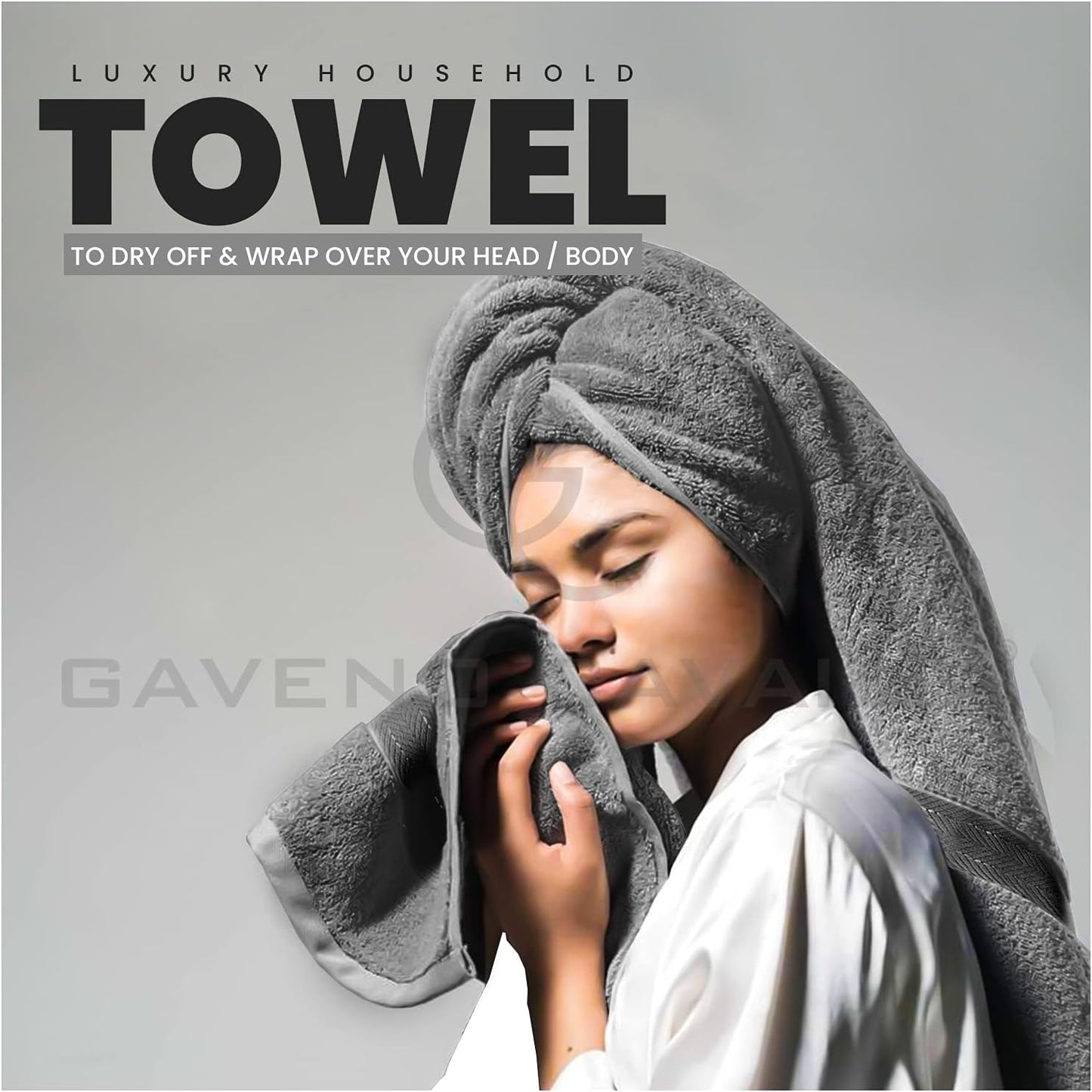 GC GAVENO CAVAILIA 10 Piece Towel Bale Set | Quick Drying Cotton Towel Highly Absorbent 450 GSM Silver Towels Set | Bathroom Towels Bale Set 4x Face 4x Hand 2x Bath Towels