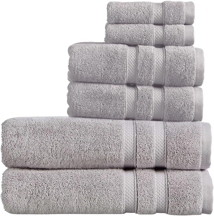 Christy Chroma Bath Towel Set | Set of 6 | 2 Bath 2 Hand 2 Face | Highly Absorbent Heavyweight 675GSM | Bold and Bright | Soft Smooth Shower Towels | 100% Cotton | Sustainably Made | Ash Grey