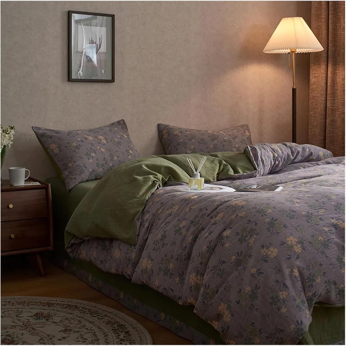 Olive Bloom Cotton Gauze Bedding Set(4 PCS)