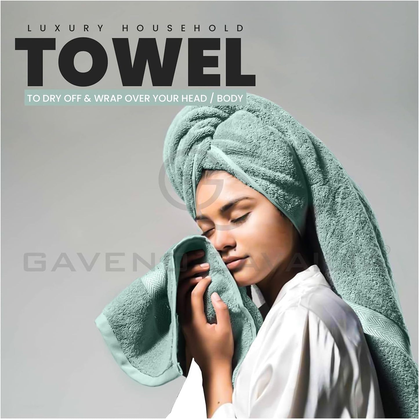GC GAVENO CAVAILIA 10 Piece Towel Bale Set | Quick Drying Cotton Towel Highly Absorbent 450 GSM Silver Towels Set | Bathroom Towels Bale Set 4x Face 4x Hand 2x Bath Towels