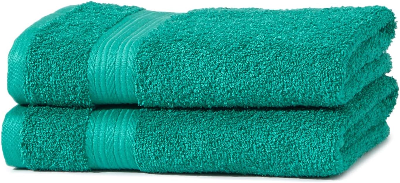 Amazon Basics 2 Bath towel for bathroom, Fade Resistant 100% Cotton Bath Towels, soft absorbent, 2-Pack (70x140 cm), Grey