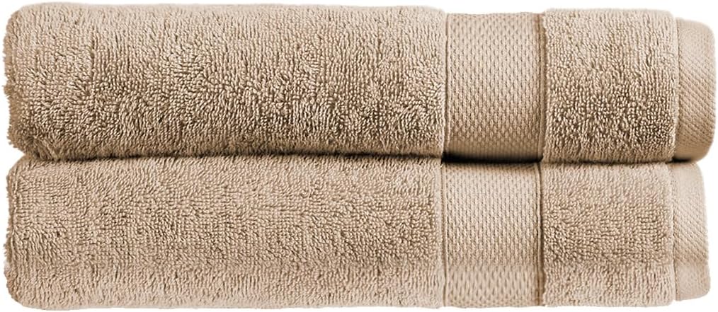 Christy Refresh Bathroom Towel Set | Set of 4 | 2 Bath 2 Hand | Quick Dry | Gentle Pastel Tones | Soft Absorbent Shower Towels | 100% Cotton 550GSM | Driftwood Brown