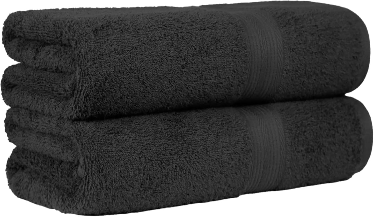 Amazon Basics 2 Bath towel for bathroom, Fade Resistant 100% Cotton Bath Towels, soft absorbent, 2-Pack (70x140 cm), Grey