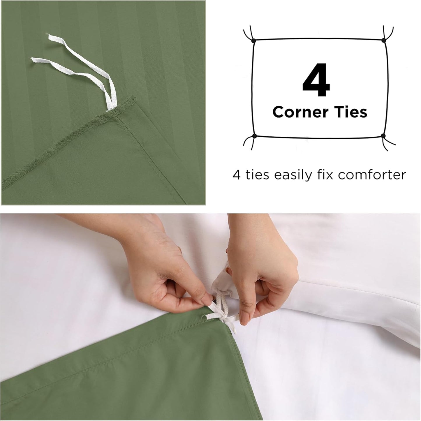 MOONLIGHT20015 Double Duvet Set Reversible Stripes Satin Double Bedding Set with 2 Pillowcases Soft Hypoallergenic Duvet Cover (Grey 200x200 CM)