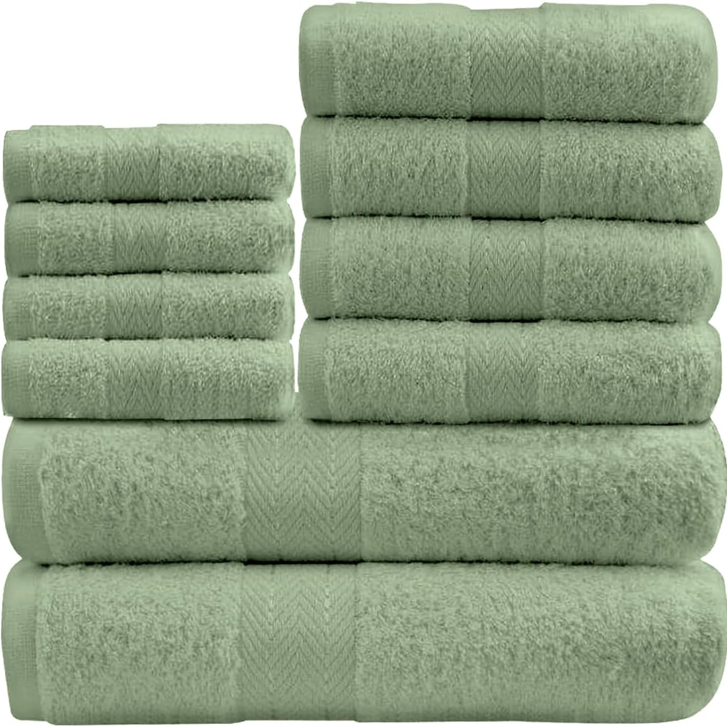GC GAVENO CAVAILIA 10 Piece Towel Bale Set | Quick Drying Cotton Towel Highly Absorbent 450 GSM Silver Towels Set | Bathroom Towels Bale Set 4x Face 4x Hand 2x Bath Towels