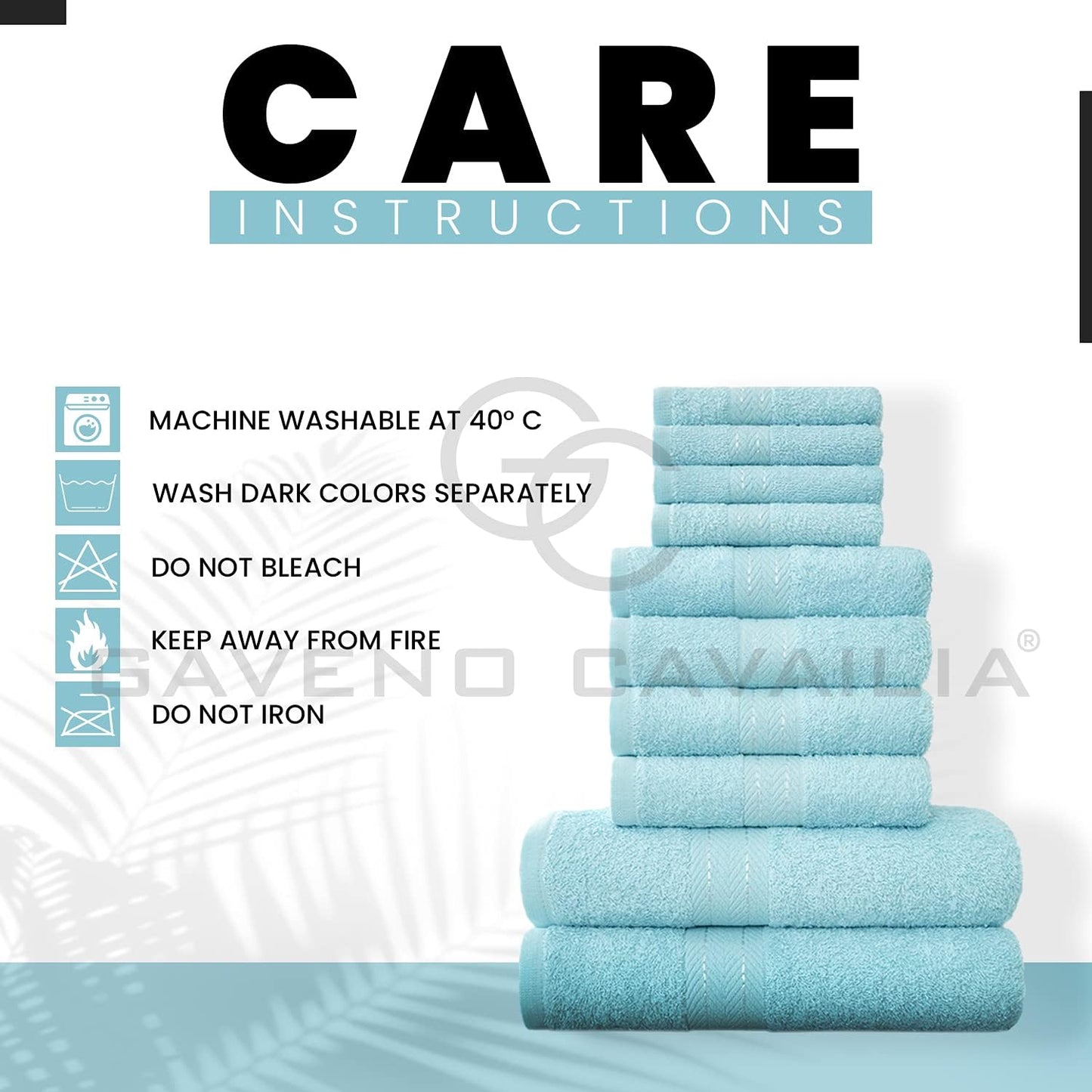 GC GAVENO CAVAILIA 10 Piece Towel Bale Set | Quick Drying Cotton Towel Highly Absorbent 450 GSM Silver Towels Set | Bathroom Towels Bale Set 4x Face 4x Hand 2x Bath Towels