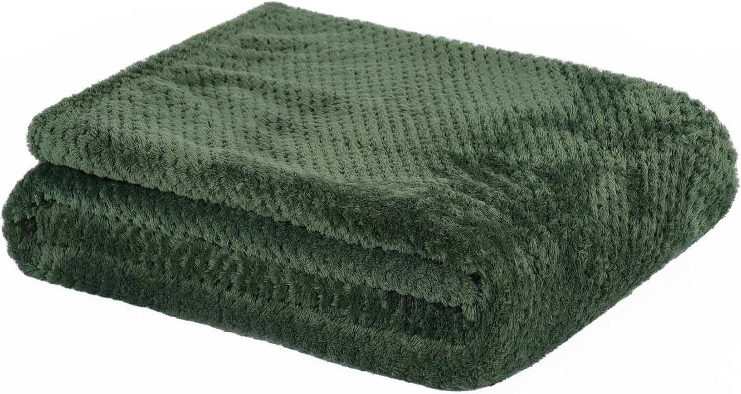 Dreamscene Sofa Throw Blanket, Soft Cosy Warm Honeycomb Waffle Fluffy Fleece Blankets for Bed Single Bed Throws Faux Fur Charcoal Grey Throw for Sofa, 125 x 150cm
