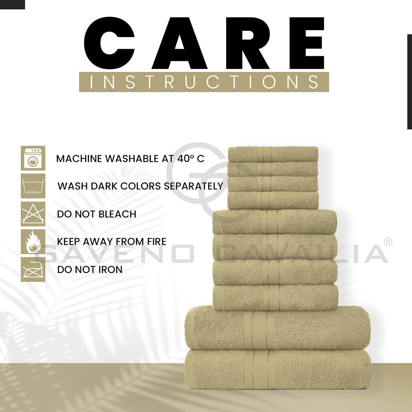 GC GAVENO CAVAILIA 10 Piece Towel Bale Set | Quick Drying Cotton Towel Highly Absorbent 450 GSM Silver Towels Set | Bathroom Towels Bale Set 4x Face 4x Hand 2x Bath Towels