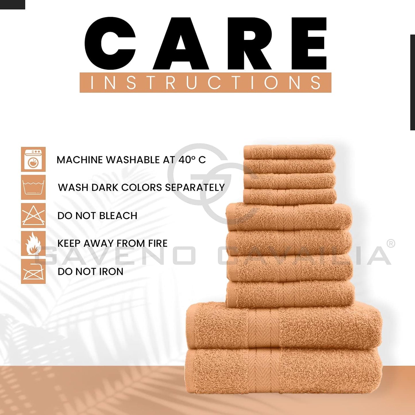 GC GAVENO CAVAILIA 10 Piece Towel Bale Set | Quick Drying Cotton Towel Highly Absorbent 450 GSM Silver Towels Set | Bathroom Towels Bale Set 4x Face 4x Hand 2x Bath Towels