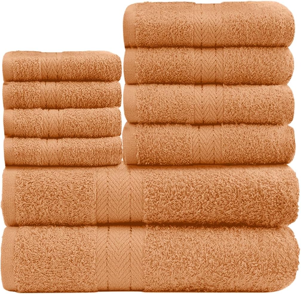 GC GAVENO CAVAILIA 10 Piece Towel Bale Set | Quick Drying Cotton Towel Highly Absorbent 450 GSM Silver Towels Set | Bathroom Towels Bale Set 4x Face 4x Hand 2x Bath Towels