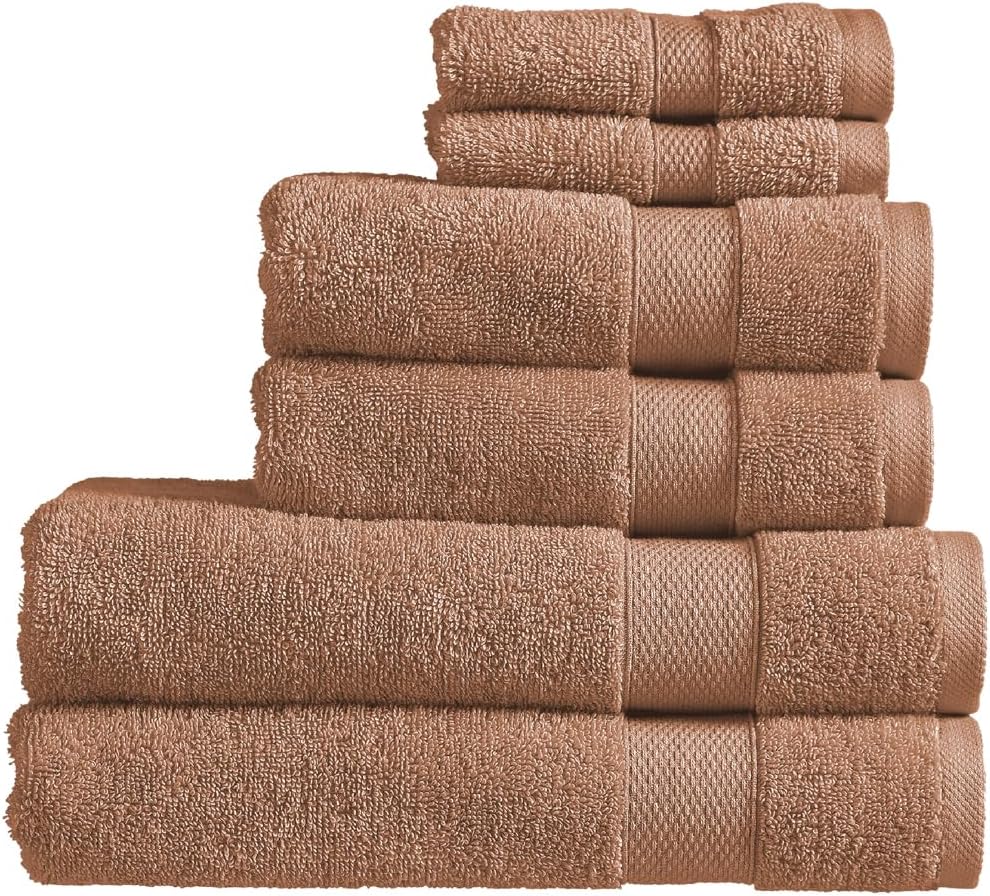 Christy Refresh Bathroom Towel Set | Set of 4 | 2 Bath 2 Hand | Quick Dry | Gentle Pastel Tones | Soft Absorbent Shower Towels | 100% Cotton 550GSM | Driftwood Brown