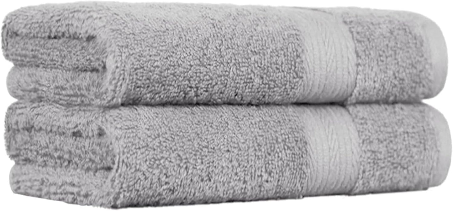 Amazon Basics 2 Bath towel for bathroom, Fade Resistant 100% Cotton Bath Towels, soft absorbent, 2-Pack (70x140 cm), Grey