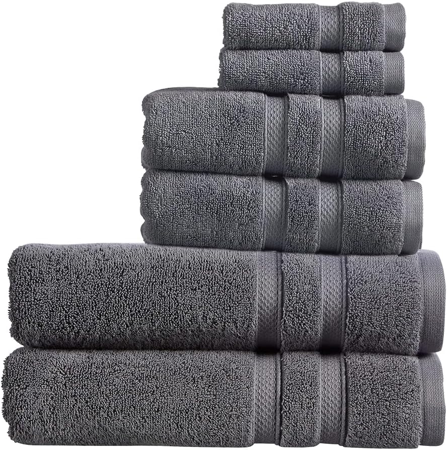 Christy Chroma Bath Towel Set | Set of 6 | 2 Bath 2 Hand 2 Face | Highly Absorbent Heavyweight 675GSM | Bold and Bright | Soft Smooth Shower Towels | 100% Cotton | Sustainably Made | Ash Grey