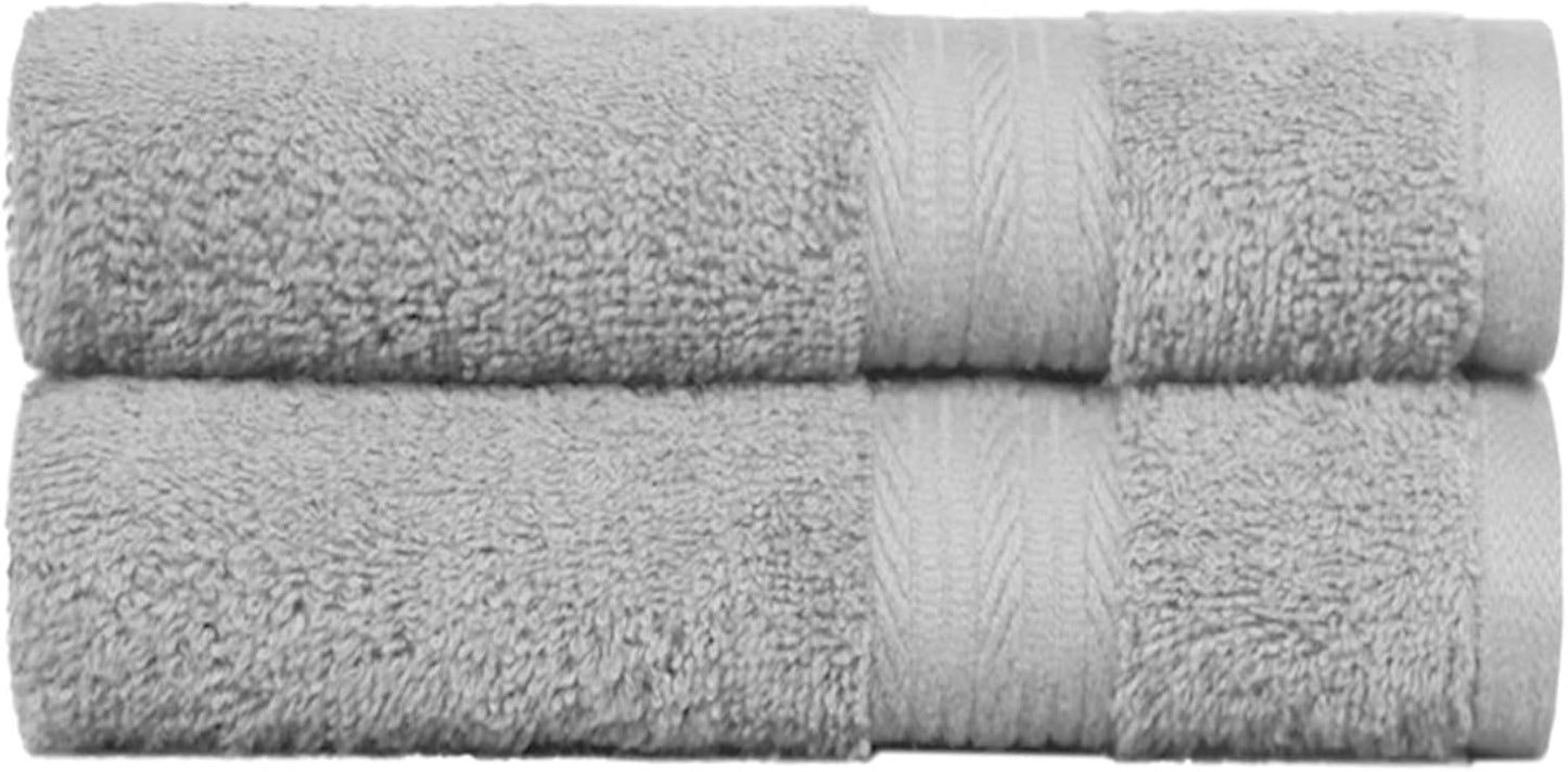 Amazon Basics 2 Bath towel for bathroom, Fade Resistant 100% Cotton Bath Towels, soft absorbent, 2-Pack (70x140 cm), Grey