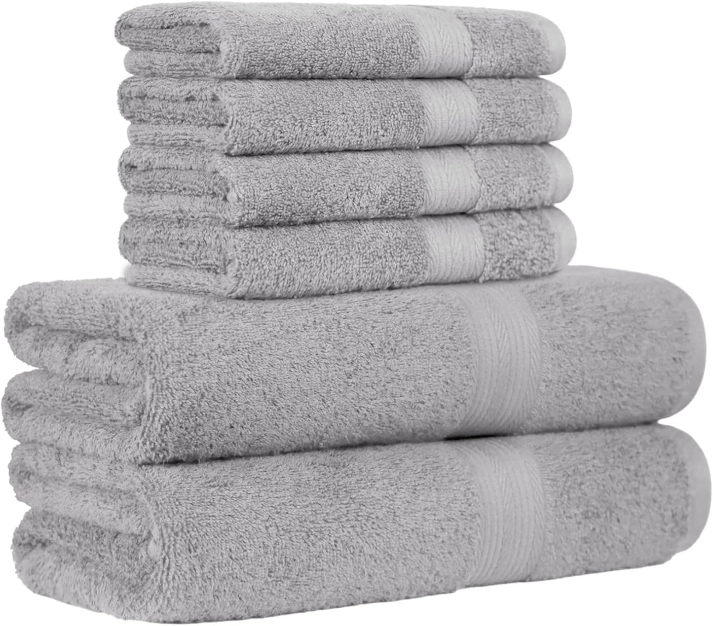 Amazon Basics 2 Bath towel for bathroom, Fade Resistant 100% Cotton Bath Towels, soft absorbent, 2-Pack (70x140 cm), Grey