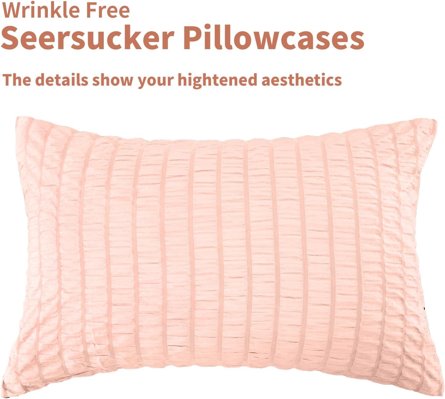 Beige Seersucker Bedding Set King Size Puckering Seersucker Duvet Cover Set,Soft Microfiber,2 Pillowcases and Zipper Closure,220×230cm
