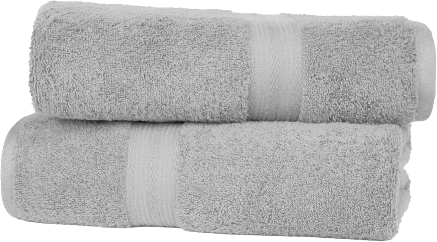 Amazon Basics 2 Bath towel for bathroom, Fade Resistant 100% Cotton Bath Towels, soft absorbent, 2-Pack (70x140 cm), Grey