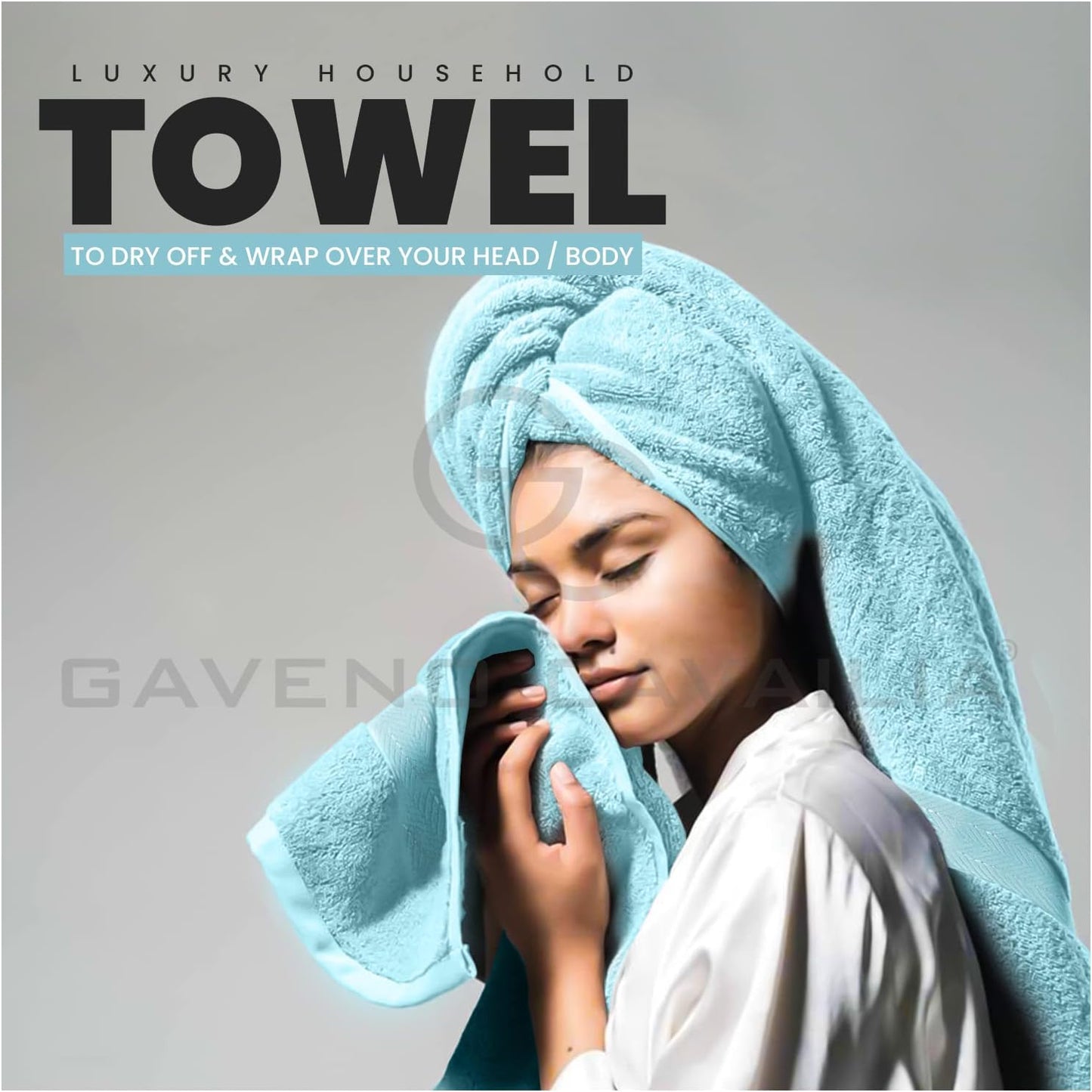 GC GAVENO CAVAILIA 10 Piece Towel Bale Set | Quick Drying Cotton Towel Highly Absorbent 450 GSM Silver Towels Set | Bathroom Towels Bale Set 4x Face 4x Hand 2x Bath Towels