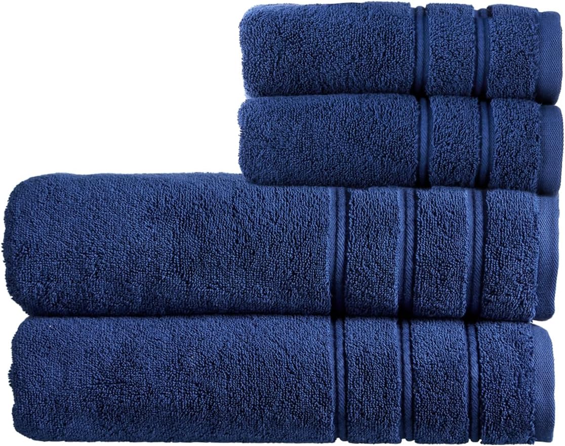 Christy Antalya Large Bath Towels | Set of 6 | 100% Turkish Cotton | 600GSM | Soft Plush Luxury Towel Set | 2 Bath Towels 2 Hand Towels 2 Face Cloths | Quick Dry | Denim Blue