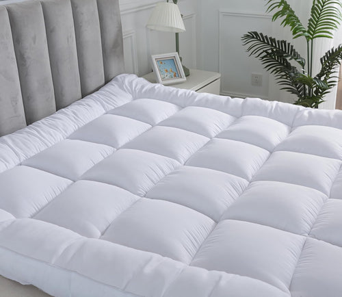 Hotel Quality Box Stitched Microfibre Mattress Topper 5cm Super soft Heavy Fill Orthopaedic Anti Allergy Quilted Mattress Topper (Double,137Cm X190cm)