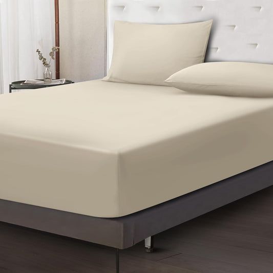 Moonlight Bedding King Size Fitted Sheets 40 Cm Extra Deep Pocket Grey Bed Sheets 16 inch Ultra Soft Bottom Sheet Brushed Microfiber Breathable Shrinkage and Fade Resistant
