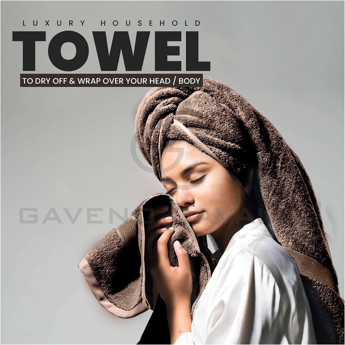 GC GAVENO CAVAILIA 10 Piece Towel Bale Set | Quick Drying Cotton Towel Highly Absorbent 450 GSM Silver Towels Set | Bathroom Towels Bale Set 4x Face 4x Hand 2x Bath Towels