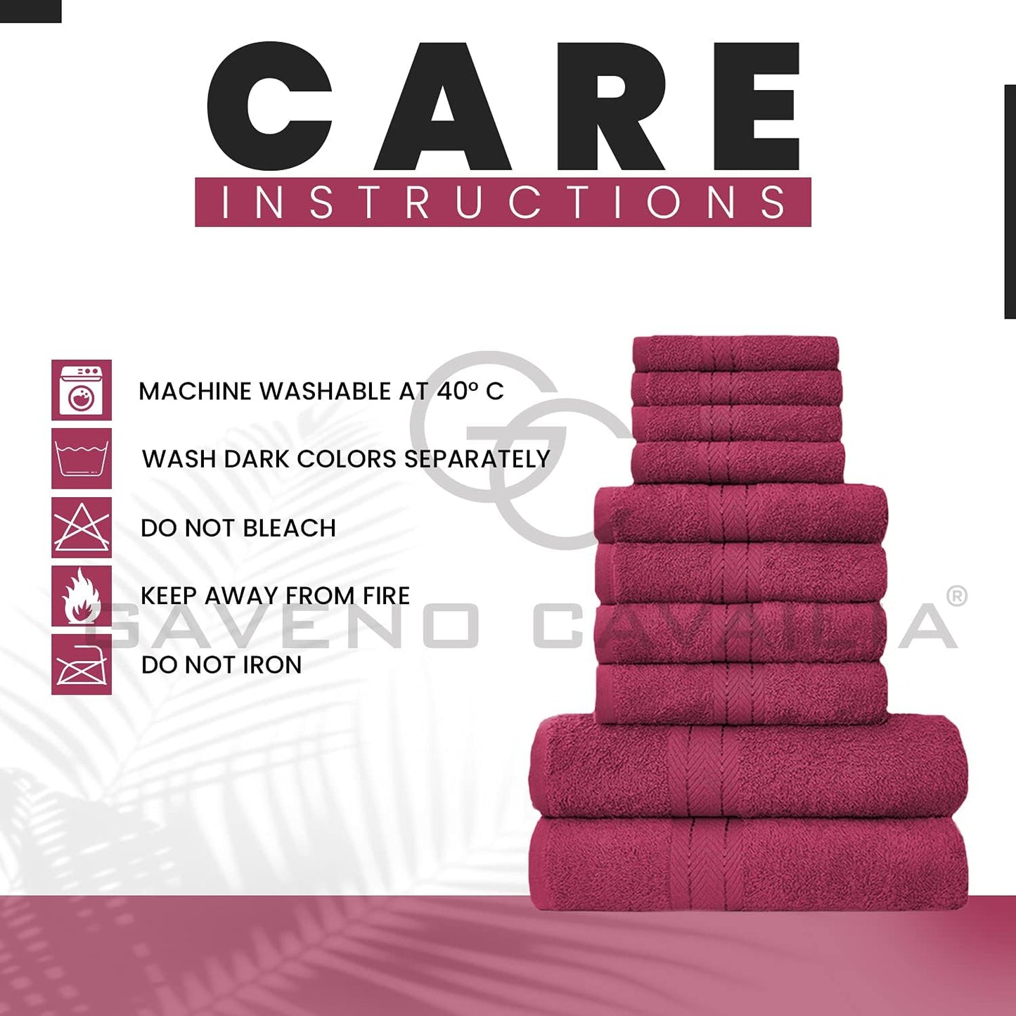 GC GAVENO CAVAILIA 10 Piece Towel Bale Set | Quick Drying Cotton Towel Highly Absorbent 450 GSM Silver Towels Set | Bathroom Towels Bale Set 4x Face 4x Hand 2x Bath Towels