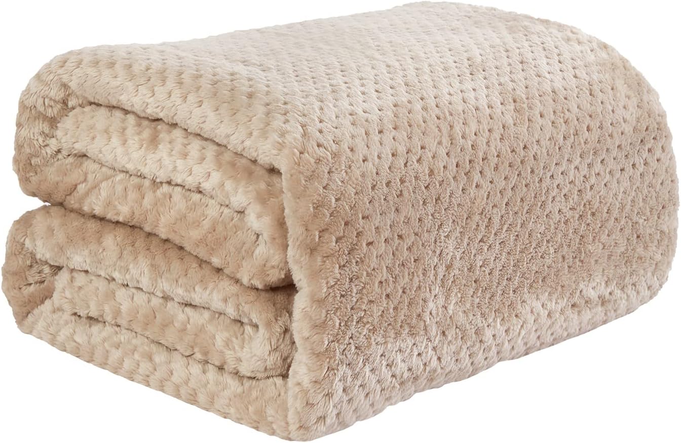 Dreamscene Sofa Throw Blanket, Soft Cosy Warm Honeycomb Waffle Fluffy Fleece Blankets for Bed Single Bed Throws Faux Fur Charcoal Grey Throw for Sofa, 125 x 150cm