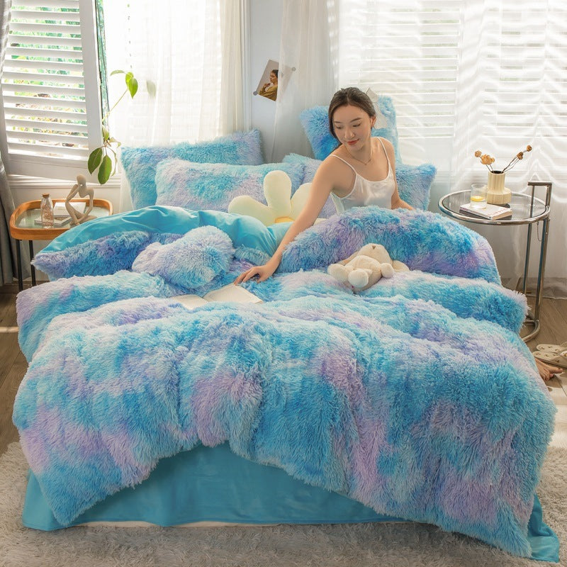 Fluffy Mink Velvet Duvet Cover Set 4pcs