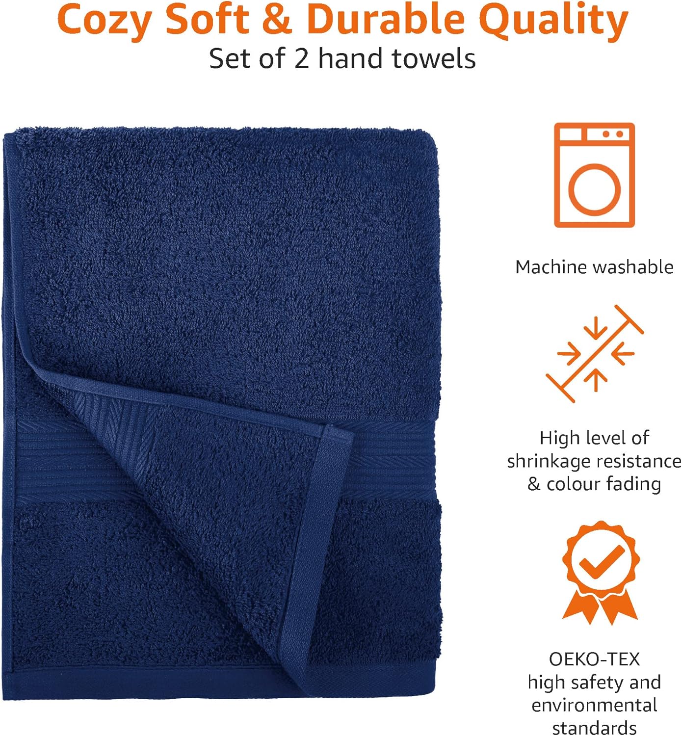 Amazon Basics 2 Bath towel for bathroom, Fade Resistant 100% Cotton Bath Towels, soft absorbent, 2-Pack (70x140 cm), Grey