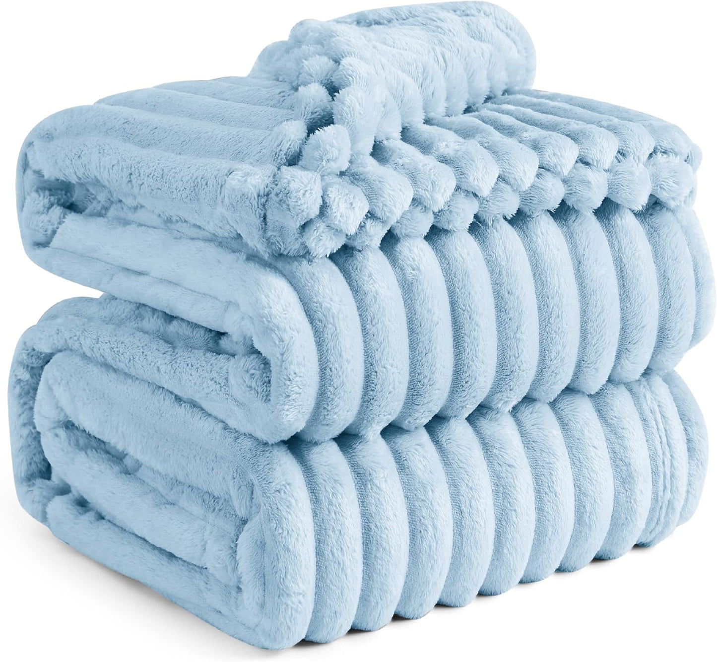 Bedsure Fleece Throw Blanket for Sofa - Fluffy Cosy Warm Blankets for Bed, Soft Cute Single Throw Gifts for Women and Girls, Ashley Blue, 130x170 cm