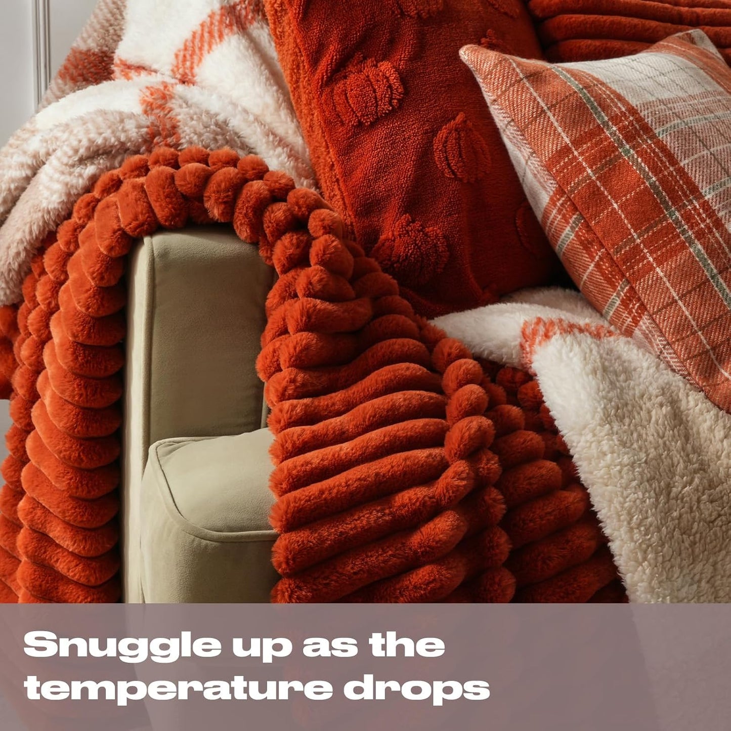 Dreamscene Sofa Throw Blanket, Soft Cosy Warm Honeycomb Waffle Fluffy Fleece Blankets for Bed Single Bed Throws Faux Fur Charcoal Grey Throw for Sofa, 125 x 150cm