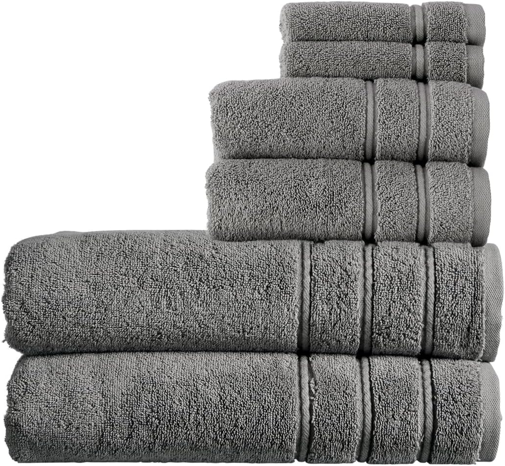 Christy Antalya Large Bath Towels | Set of 6 | 100% Turkish Cotton | 600GSM | Soft Plush Luxury Towel Set | 2 Bath Towels 2 Hand Towels 2 Face Cloths | Quick Dry | Denim Blue