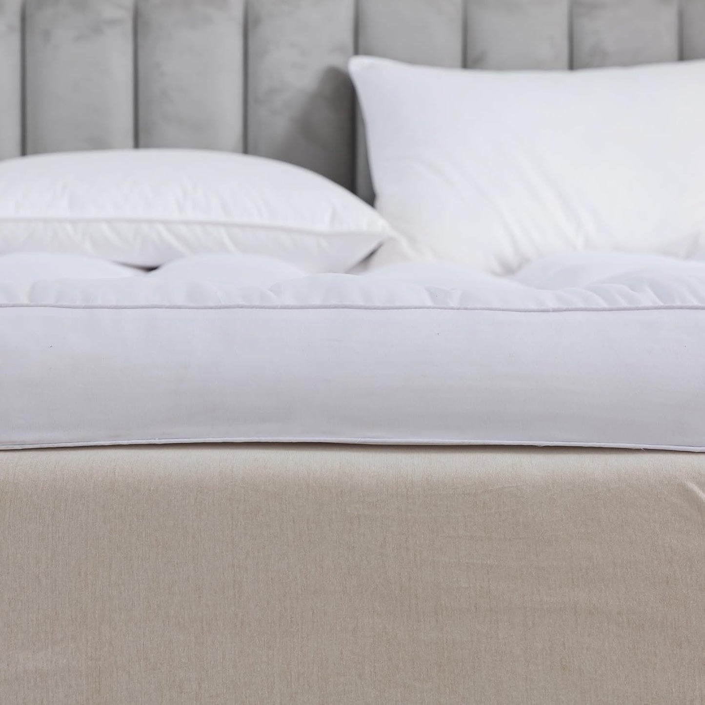 Hotel Quality Box Stitched Microfibre Mattress Topper 5cm Super soft Heavy Fill Orthopaedic Anti Allergy Quilted Mattress Topper (Double,137Cm X190cm)