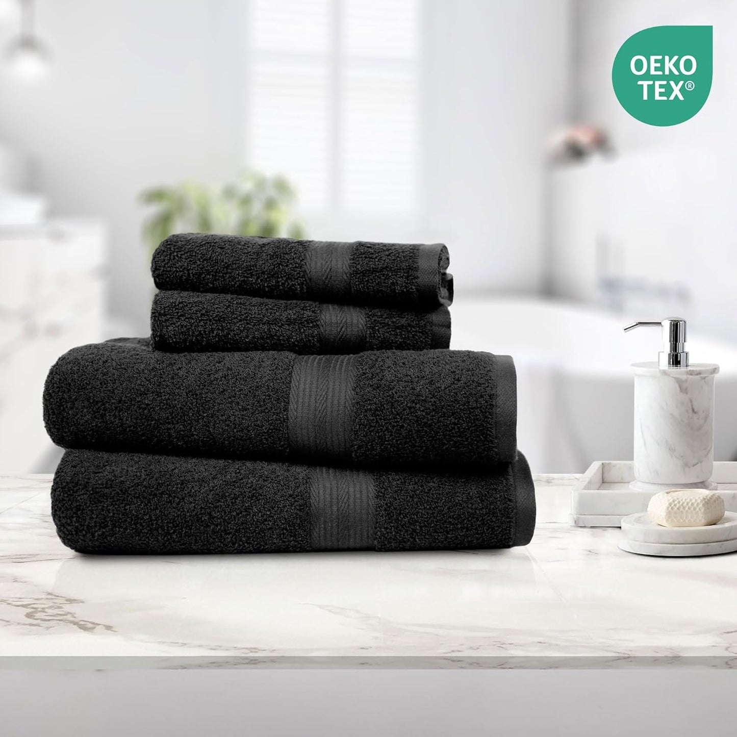 Amazon Basics 2 Bath towel for bathroom, Fade Resistant 100% Cotton Bath Towels, soft absorbent, 2-Pack (70x140 cm), Grey